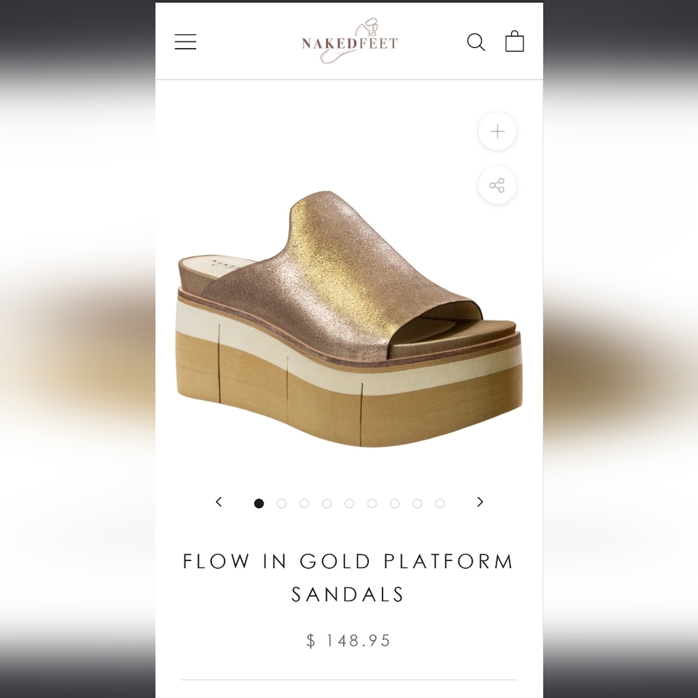 Flow in gold platform sandles